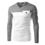 V-NECK PATCHWORK T-SHIRTS