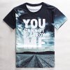 3D SKY LETTER PRINT T-SHIRT