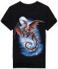 ABSTRACT 3D DRAGON & MOON PRINT T-SHIRT