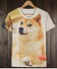 ROUND NECK 3D DOG PRINT T-SHIRT