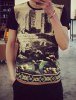 ETHNIC PRINT ROUND NECK T-SHIRT