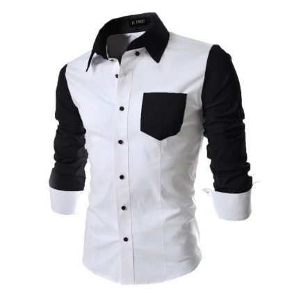 BUSINESS SLIM PATCHWORK SHIRT