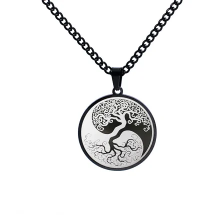 Buddha Stones The Tree of Life Titanium Steel Connection Necklac