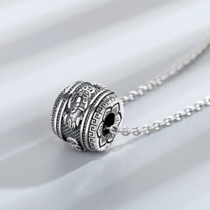 Buddha Stones Tibetan Om Mani Padme Hum Dzi Bead Wenge Wood Neck