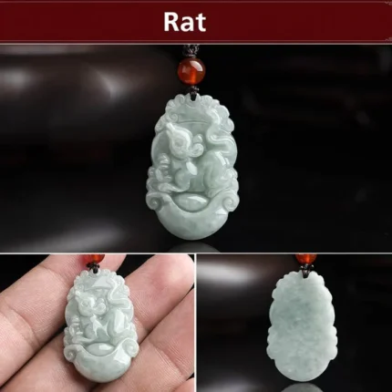 Buddha Stones Natural Jade 12 Chinese Zodiac Sucess Pendant Neck