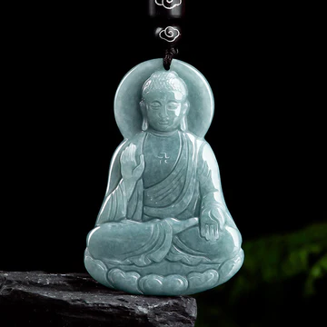 Buddha Stones Amitabha Buddha Natural Jade Lotus Amulet Compassi