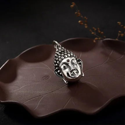Buddha Stones 925 Sterling Silver Buddha Head Compassion Necklac