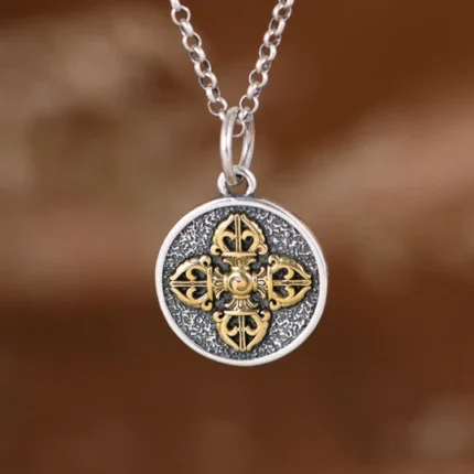 Buddha Stones 925 Sterling Silver Double Dorje Vajra Blessing Ne