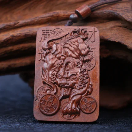 Buddha Stones Natural Lightning Struck Jujube Wood PiXiu Copper