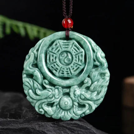 Buddha Stones Dragon Jade Yin Yang Balance Necklace String Penda