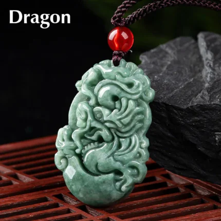 Buddha Stones Natural Jade 12 Chinese Zodiac Prosperity Necklace